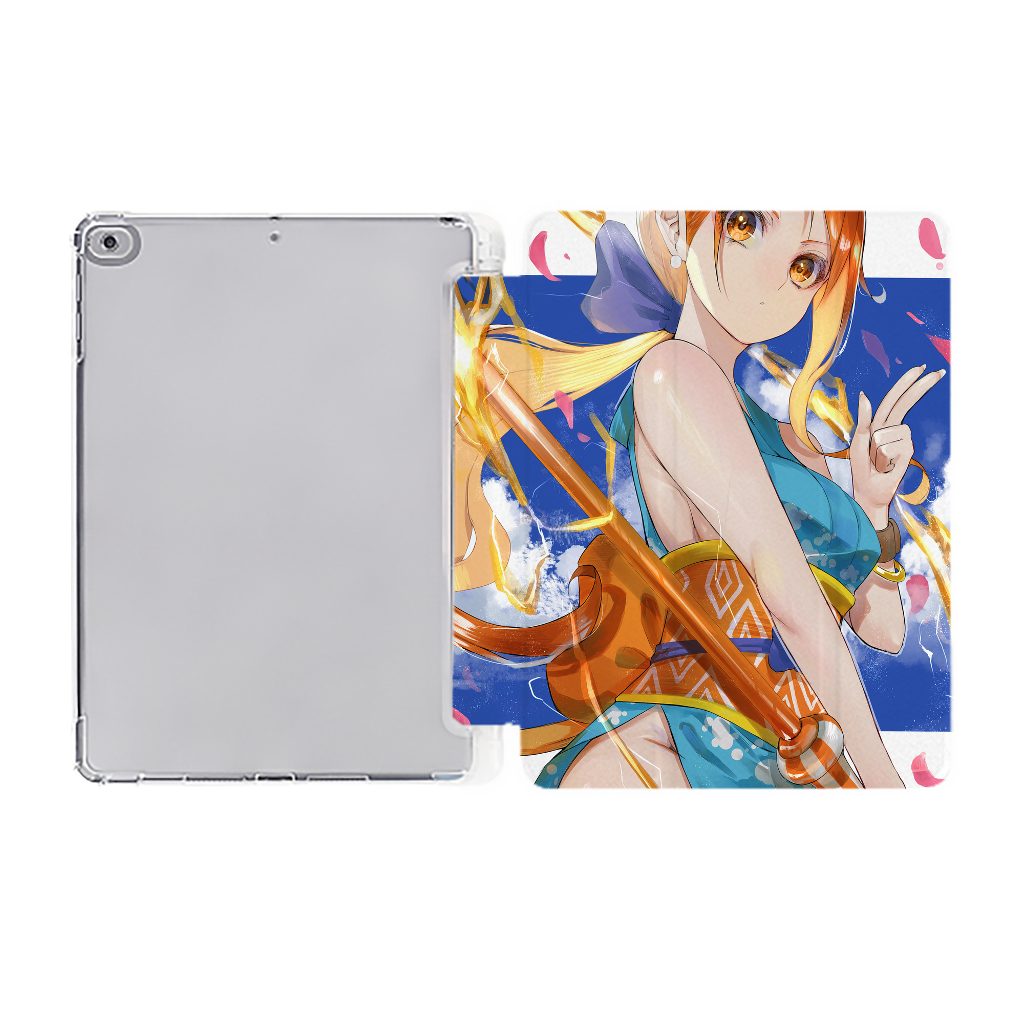 ワンピース ONE PIECE IPad ケース ペン収納付き 三つ折りスタンド PUレザー×シリコン 対応機種9.5/10.5/10.9インチ